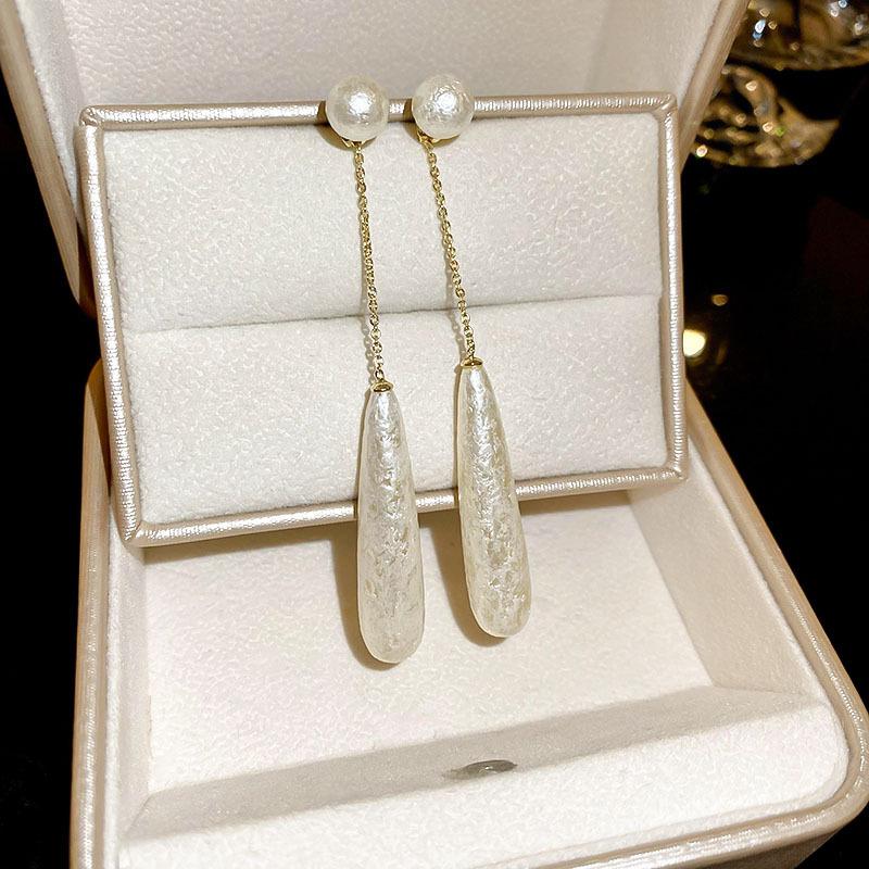 Французский винтаж простые серьги-капли длинные серьги-кисточки капли воды имитация жемчуга для женщин девушек эффектные украшения подарки