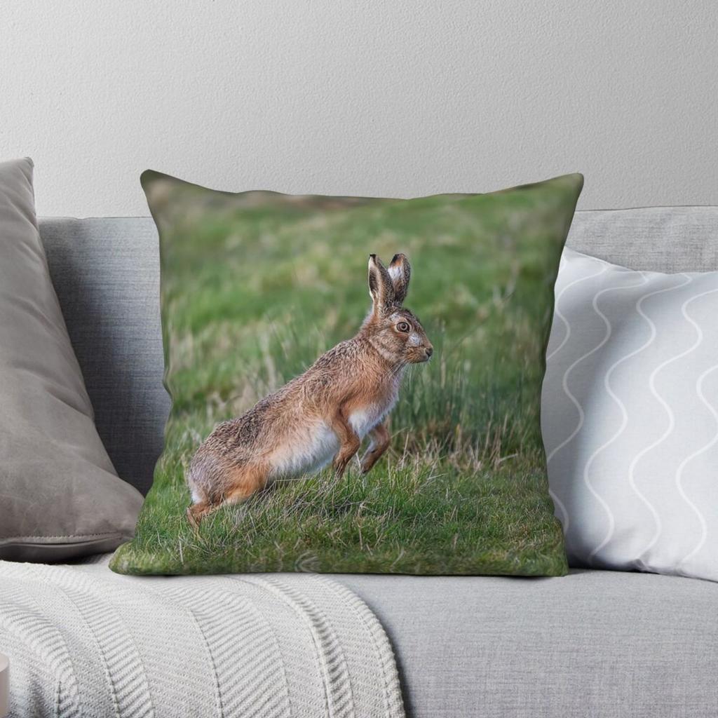 Brown European Hare Pillowcase Polyester Linen Velvet Creative Zip Decor Pillow Case Home Cushion Cover