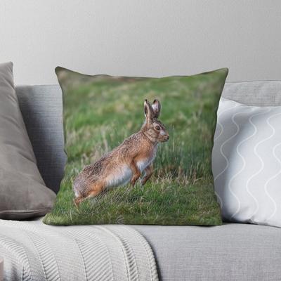 Brown European Hare Pillowcase Polyester Linen Velvet Creative Zip Decor Pillow Case Home Cushion Cover