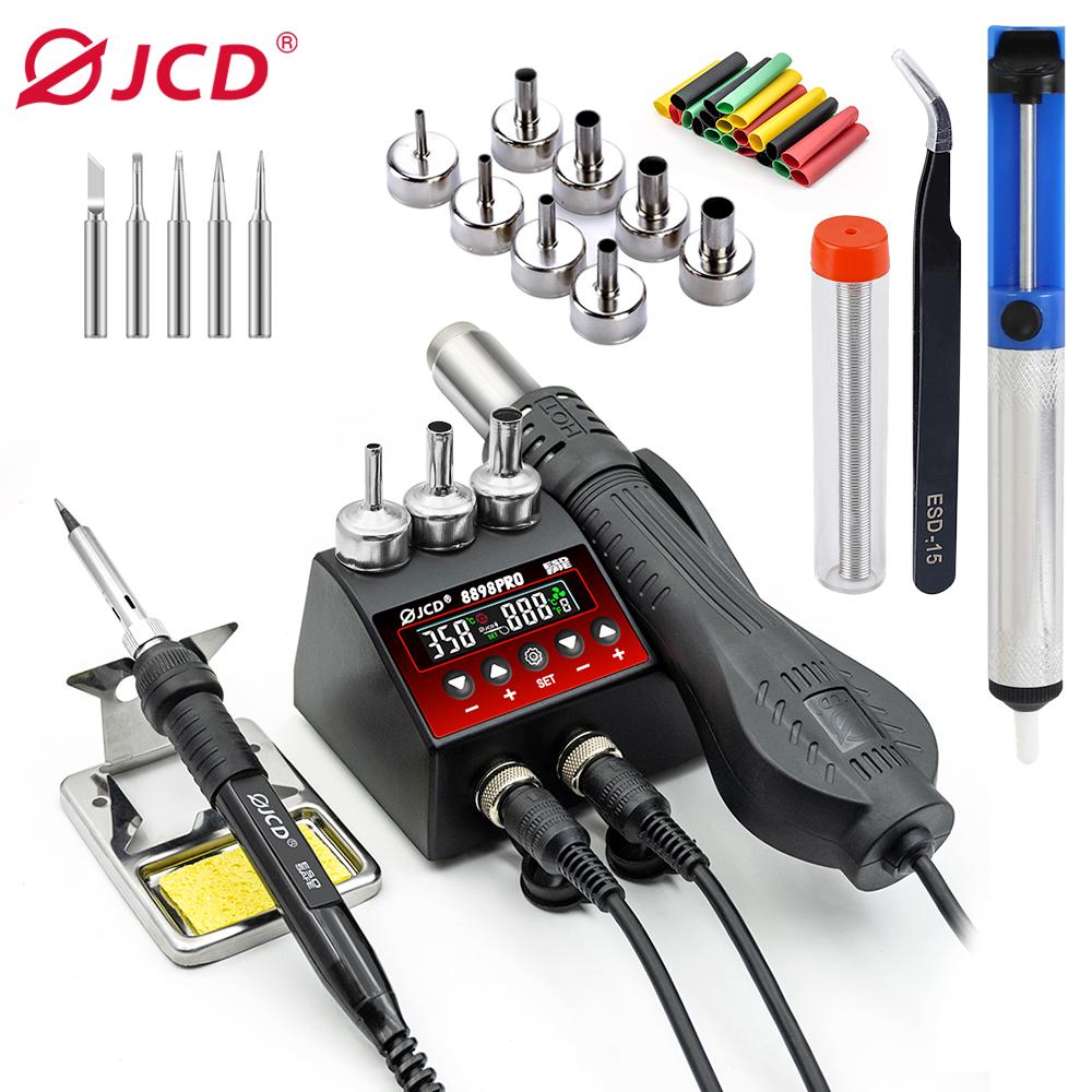 JCD 8586D Soldering Station 2 IN 1 Hot Air Gun Electric Soldering Iron LCD Dual Digital Display 750W SMD Welding Rework Station