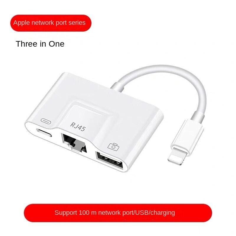 Конвертер сетевого кабеля мобильного телефона Apple, подключение Ipai к адаптеру Ethernet, подключение iPhone к ТВ-проекции с одним и тем же экраном