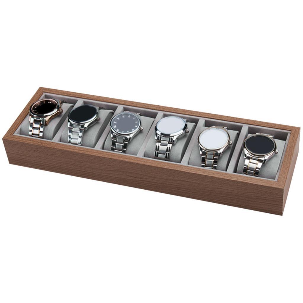6 Slots Watch Organizer Tray Sales Display Jewelry Show Box Stand Showcase