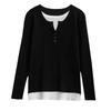 Women's Clothing Spring New Style Fake Two-piece Loose Flesh Covering To Make You Look Slimming Inside Long-sleeved T-shirt Top for Women
