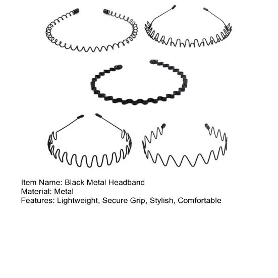 5/8/10 шт. черные металлические повязки на голову унисекс весенние волнистые повязки на голову нескользящие спортивные обручи для волос для мужчин и женщин фитнес повседневная одежда