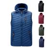 Men Sleeveless Down Vests Solid Hooded Vest Jackets Male Winter Casual Pockets Waistcoat Windproof Jacket