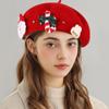 Christmas Fashion Painter Hats Kids Adult Wool Beanie Winter French Beret for Home Holiday Party Decoration