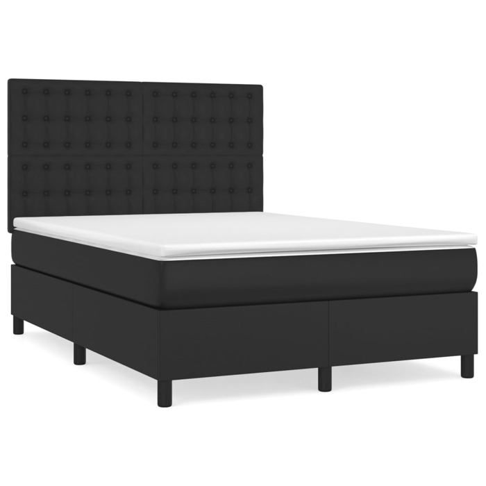 Maison Exclusive - Sommier à lattes de lit avec matelas Noir 140x190 cm Similicuir