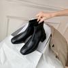 Leather Thin Boots Women's Korean Version Square Head Short Boots All Cowhide Versatile Short Boots Retro 2025 Autumn and Winter New