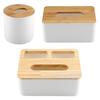 Removable Bamboo Wood Cover Plastic Tissue Box Holder Storage Organizer Fashion Tissue Holder Case For Home Decoration