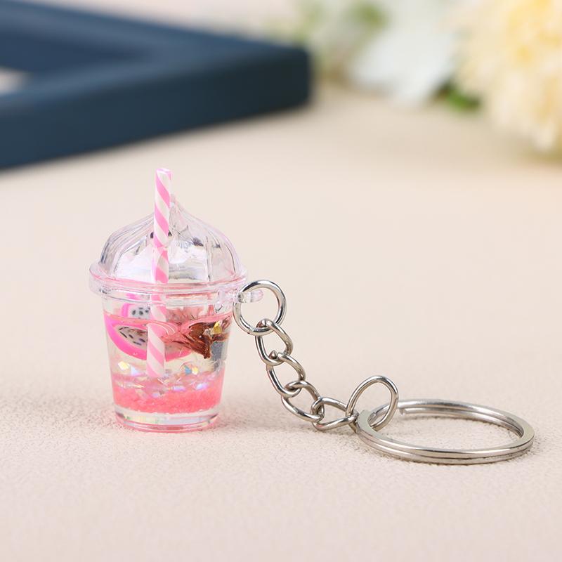 1 шт., креативный мини-светящийся молочный пузырь, чашка чая, брелок для ключей для женщин и мужчин, милая сумка, подвеска, кольцо для ключей от автомобиля, ювелирные изделия, подарки