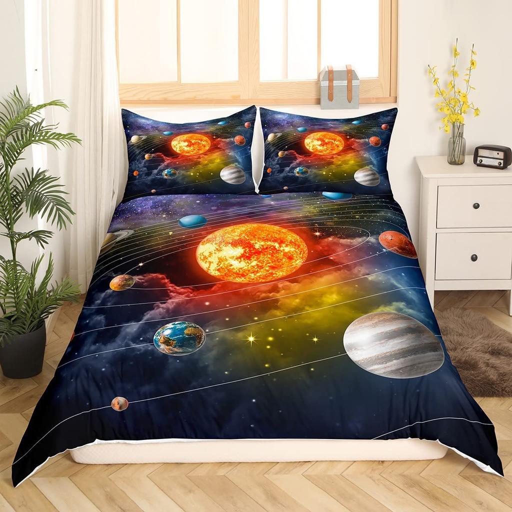 Комплект пододеяльников «Солнечная система» для детей, комплект постельного белья «Космос», пододеяльник «Вселенная, планеты», астрономические пододеяльники