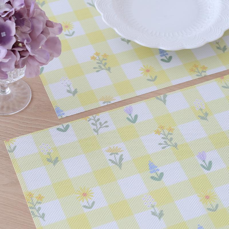 Japanese-style simple printing small fresh western placemat table mat coaster bowl mat woven anti-scalding insulation mat Teslin placemat