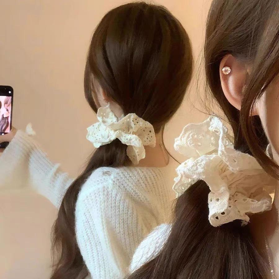 Кружевная повязка для волос Mori Толстая кишка Головная веревка Французская ретро-веревка для волос для девочек Завязанная резинка для волос