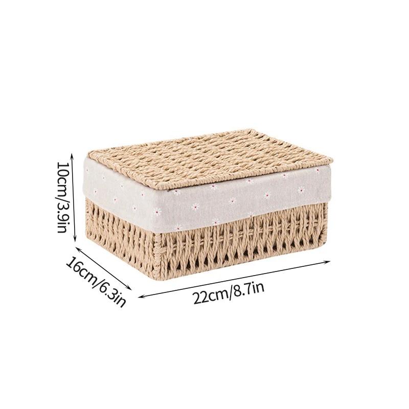 Плетеная корзина для хранения, кухонный органайзер, пылезащитный чехол, корзины для хранения с крышкой, настольные органайзеры для всякой всячины, коробки для хранения игрушек и закусок