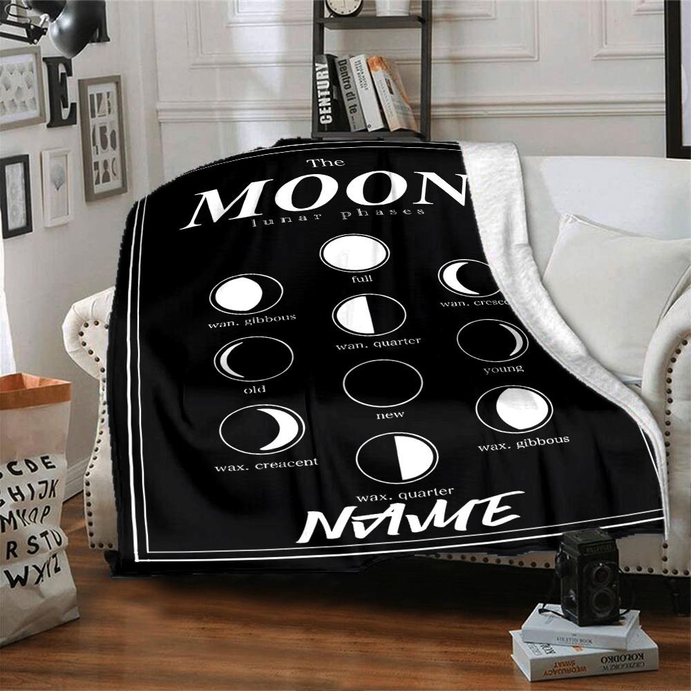 Lunar Phases Of The Moon Throw Customizable Blanket Customize Text Durable Comfort For Sofa Couch Office Bed Picnics For All Occasions Versatile