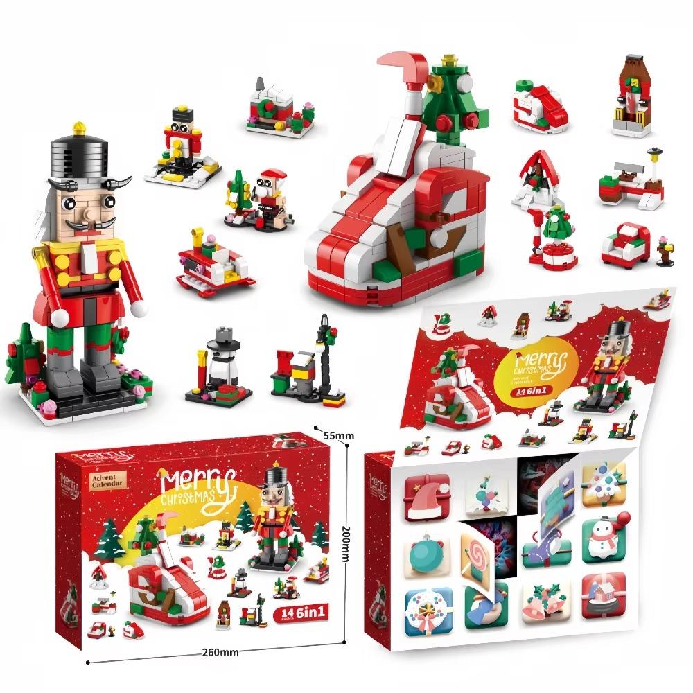 Knew Built Christmas Building Blocks Toys - Веселая игра в коробку с закрытыми дверцами Санта, Рождественская елка, Поезд, Олени - Идеальный подарок для детей