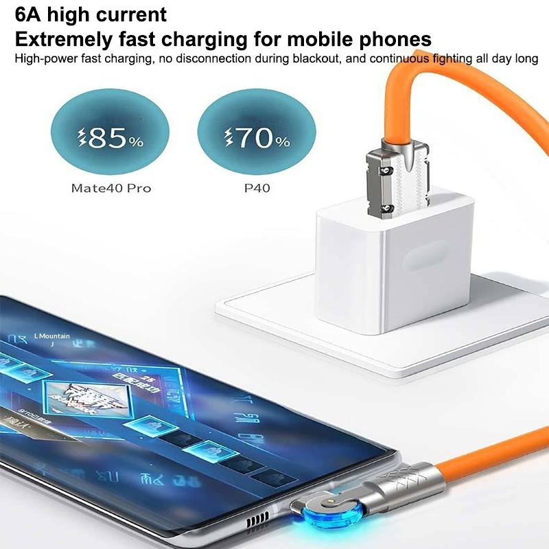 USB-кабель Type C 6A, быстрая зарядка 120 Вт, Г-образный 180 градусов для телефона, 1 м, 1,5 м, 2 м, для Poco, для игр