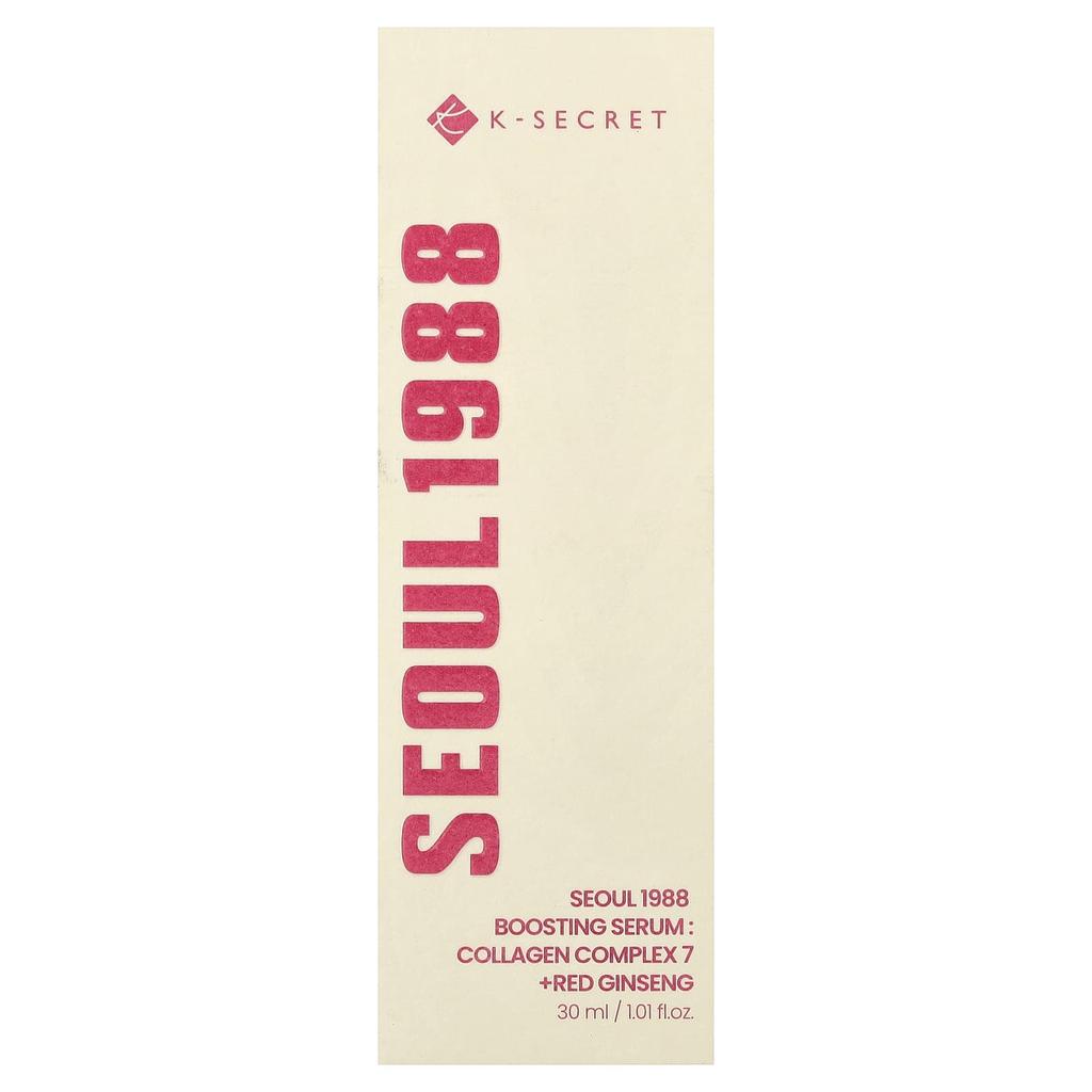 K-Secret, Сеул 1988 Усиливающая сыворотка, Комплекс коллагена 7 + Красный женьшень, 30 мл (1,01 жидкая унция)