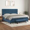 3138047 vidaXL Divan-lit Et Matelas Bleu Foncé 200x200cm Velours
