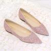 Fashion Women Flats Pointed Toe Brand Ladies Bling Shoes Flat Elegant Pink Gold Silver Plus Size 42