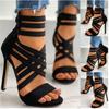 Summer New Large Size Women's Shoes Fashion Elastic Band Fine High Heel Sandals