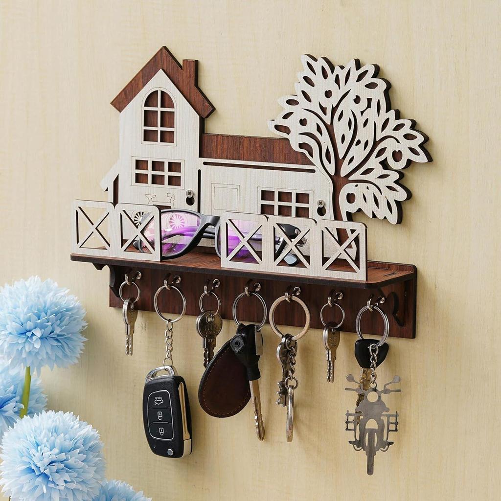 Деревянный держатель для ключей с подставкой для зарядки мобильного телефона и пультом дистанционного управления для декора дома/офиса, держатель для ключей
