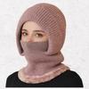 Winter hat, scarf, mask, integrated wool hat, women's thickened warm one-piece hat, cold-proof ear protection, knitted hat