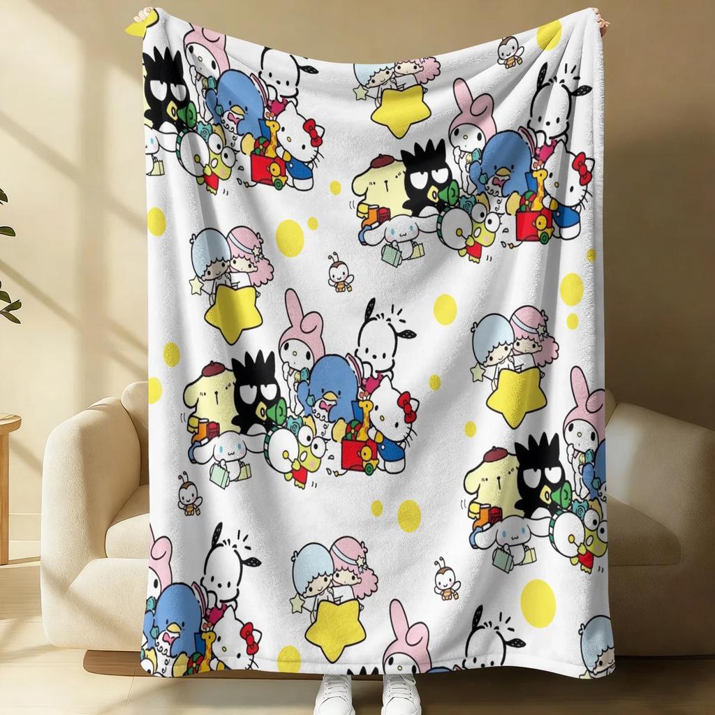 Игривое фланелевое одеяло-коллаж Sanrio, мягкое, теплое, плед, покрывало для дивана, кровати Hello Kitty, легкое летнее одеяло для сна, милый подарок
