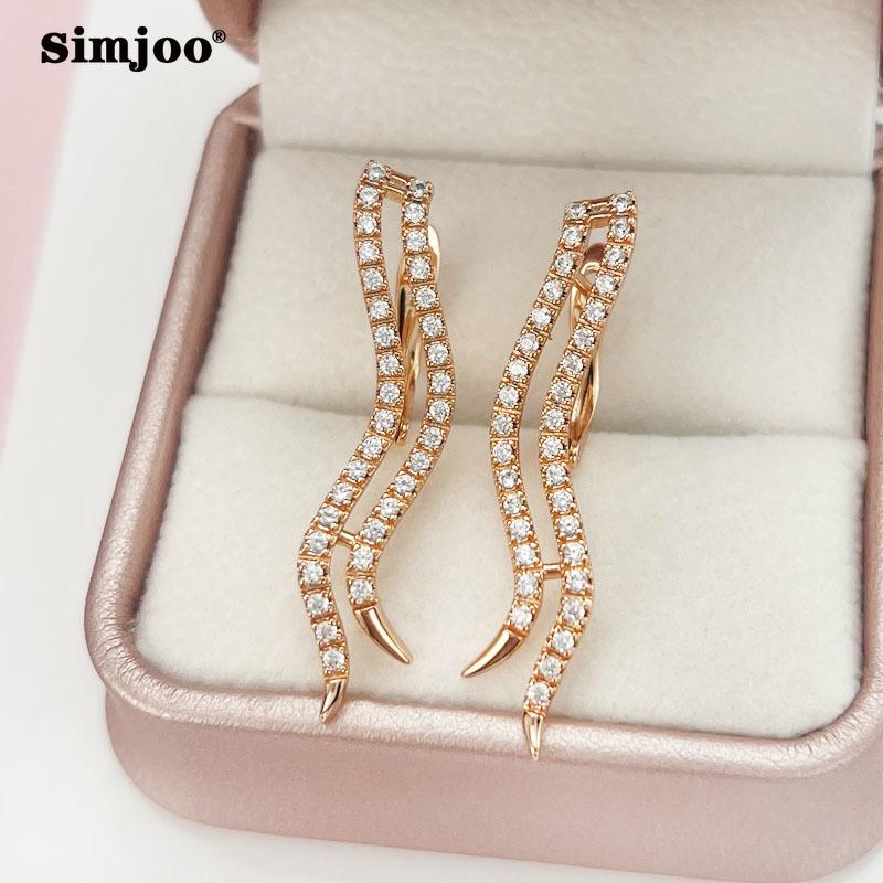 SIMJOO Zircon Geometric Earrings Feminine Stud Rose Gold Color Earrings
