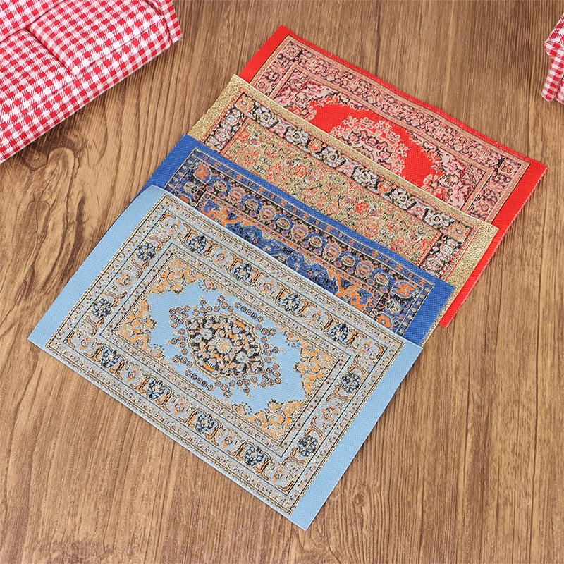 1:12 миниатюрный напольный коврик для кукольного домика, тканый чехол, модель ковра, домашний декор, игрушка