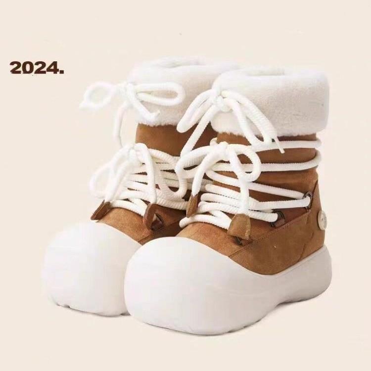 Пятнистый мех интегрированные зимние сапоги женские 2025 зима новые универсальные маленькие на толстой подошве нескользящие теплые хлопковые сапоги