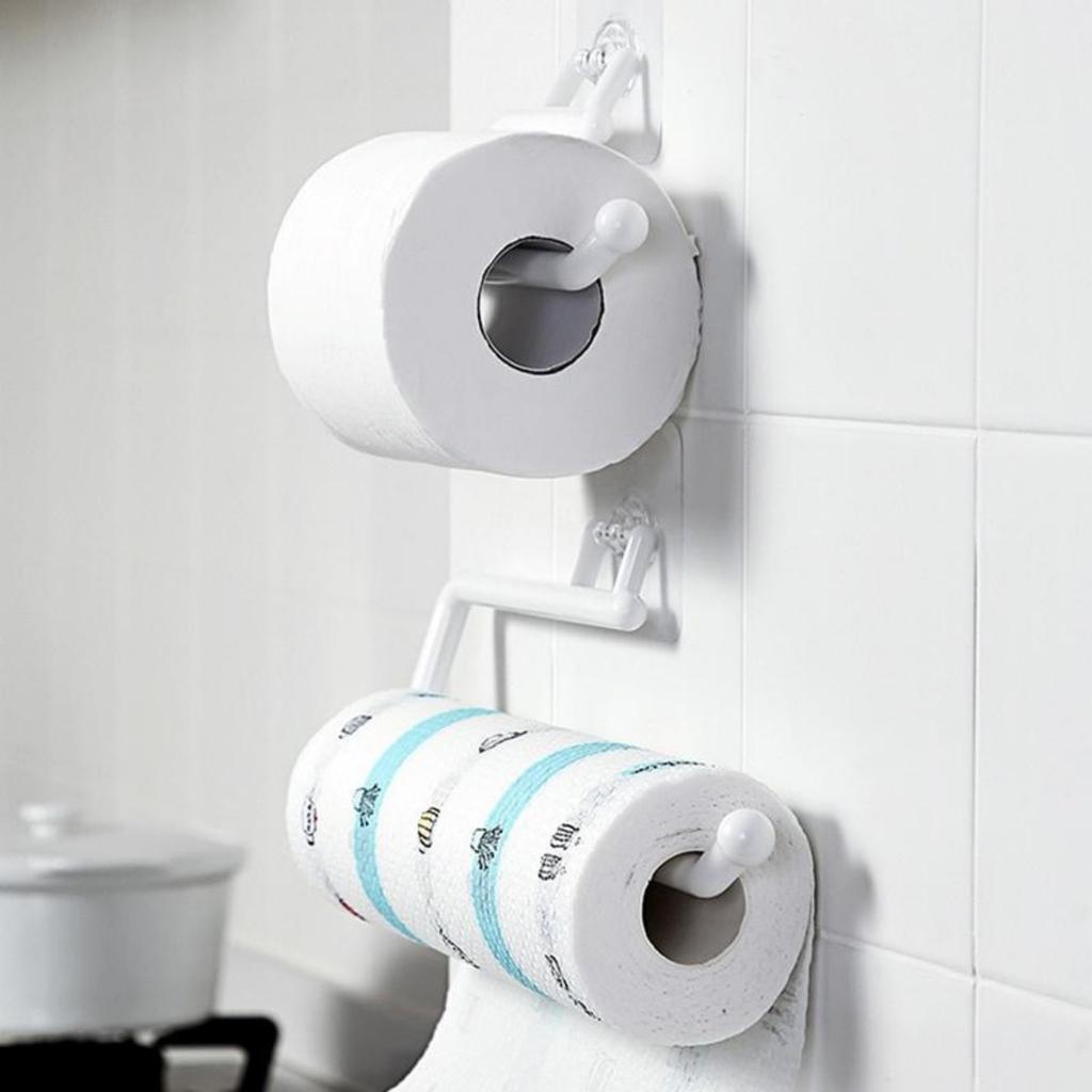 Kitchen Paper Roll Holder Towel Hanger Rack Bar Cabinet Rag Hanging Holder Bathroom Organizer Shelf Toilet Paper Holders