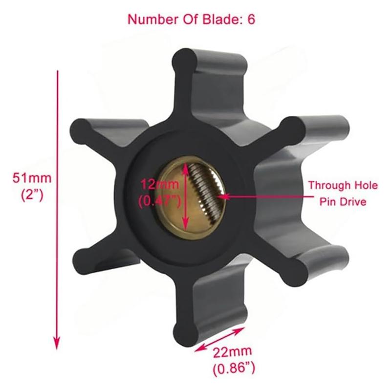 Impeller with O-ring Maintenance Set for Yanmar Marine Engine Sea Water Pump 128377-42500 128397-42500 and Johnson Pump 10-24509