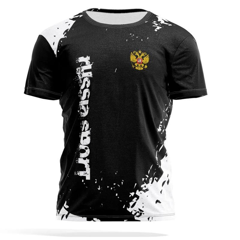 Футболка с 3D-принтом флага России для мужчин, свободные тактические футболки с коротким рукавом, летние классные уличные спортивные футболки для фитнеса, мужская одежда