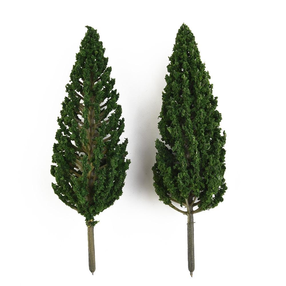 Пластиковые зеленые модели деревьев для строительства и игрушечного поезда, набор из 15 штук