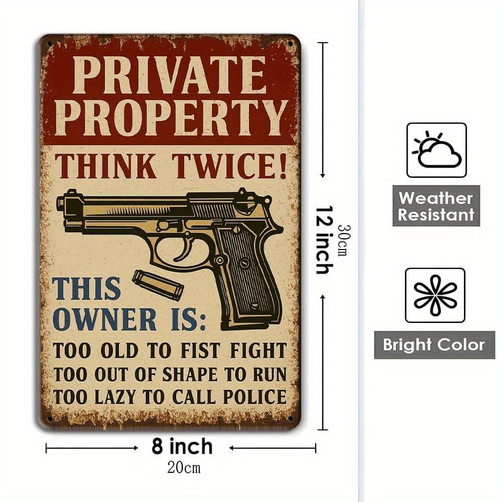Hisun Tin Sign Private Property Warning Retro Metal Sign x Inch