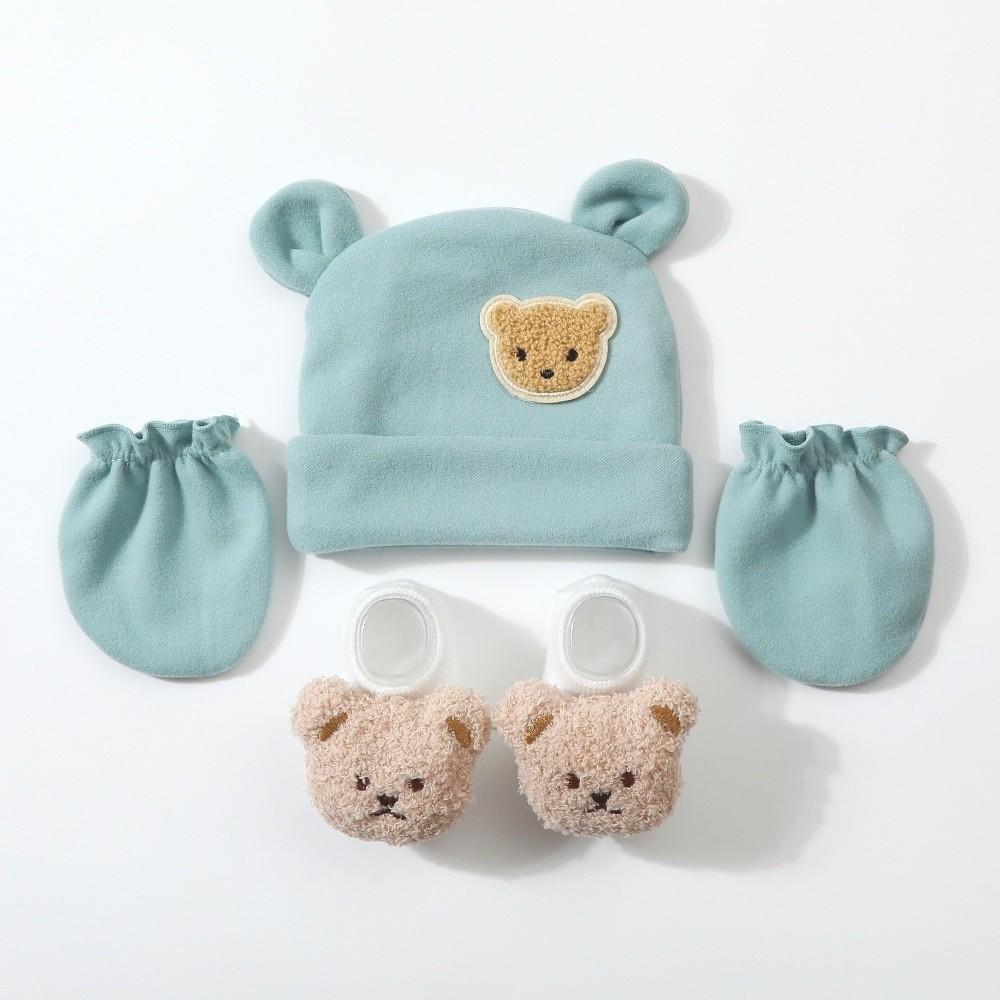 Warm Baby Hat Gloves Socks Set Breathable Infant Mittens Soft Newborn Hat Unisex
