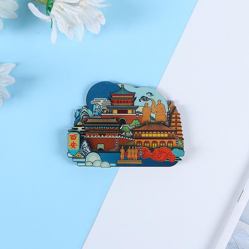 Национальный город Живописный Мультяшный Деревянный Эпоксидный Магнит на Холодильник