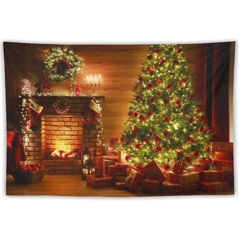 Christmas Snow Scene Party Background Wall Printed Tapestry Suitable For Home Decoration And Festive Atmosphere Christmas Decora