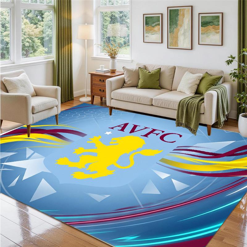 Aston Villa Football Design Crystal Velvet Rug Soft Decorative Mat for Bedroom Entrance