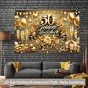 1 piece of 2D background fabric, golden polyester for wedding celebration of 50th anniversary