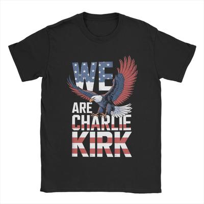 Потрясающая футболка We Are Charlie Kirk для мужчин, с круглым вырезом, из чистого хлопка, с коротким рукавом, размеры 4XL 5XL 6XL, одежда