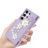 Samsung Galaxy S24 Ultra Leather Flower Card Slot Case, Purple