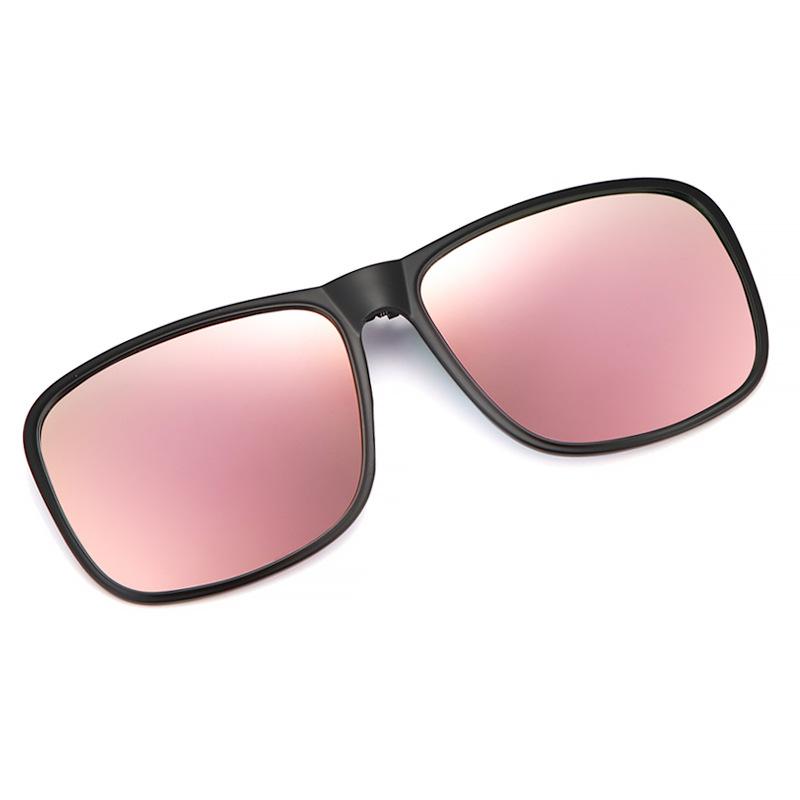 Clip Polarized Sunglasses Square Men Clip On Glasses Flip-up Frames Sunglasses Covers Blue Night Vision Color Lens