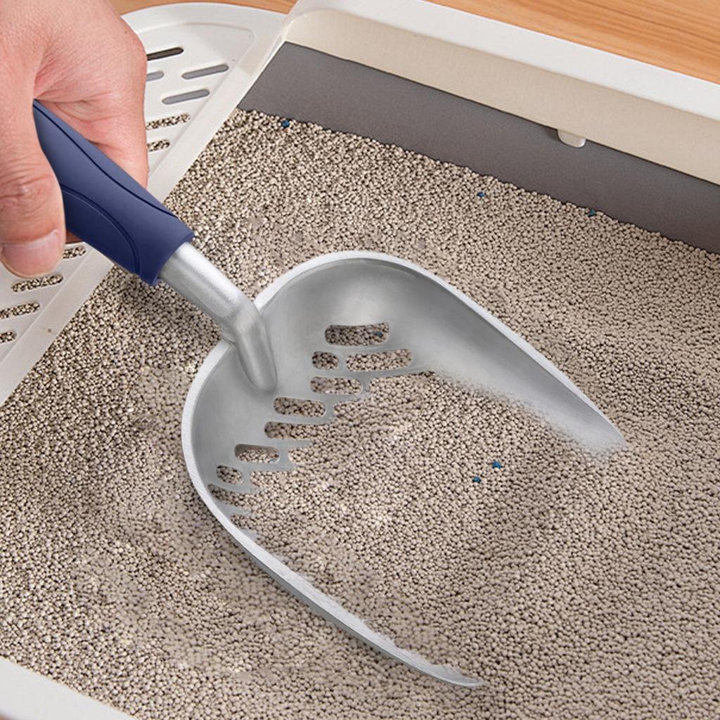 Совок для кошачьего туалета из алюминиевого сплава, металлический совок для уборки кошачьих отходов, совок для кошачьего туалета с длинной ручкой, большой