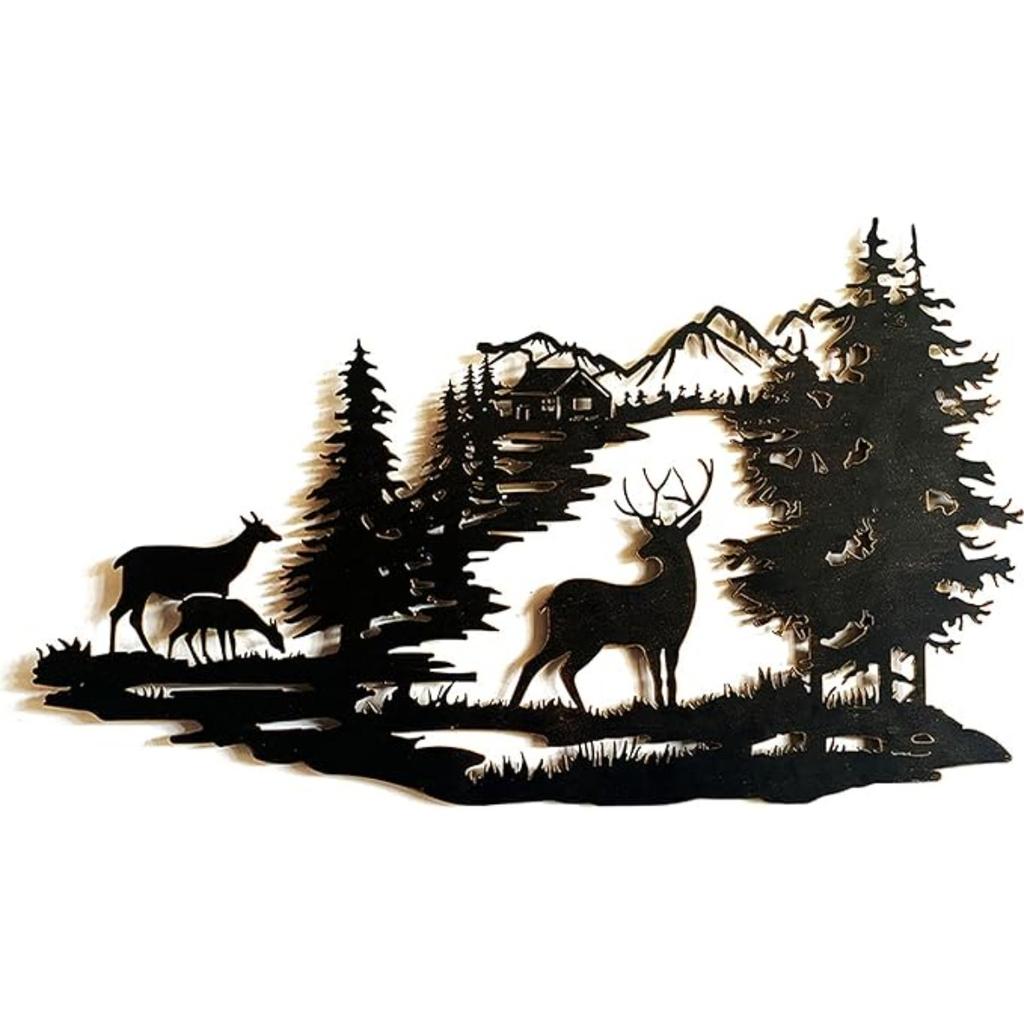 Декор для каюты, металлический олень, настенное искусство, деревенский настенный декор, подвесной для ванной комнаты, гостиной, спальни, для дома и улицы 40x28 см