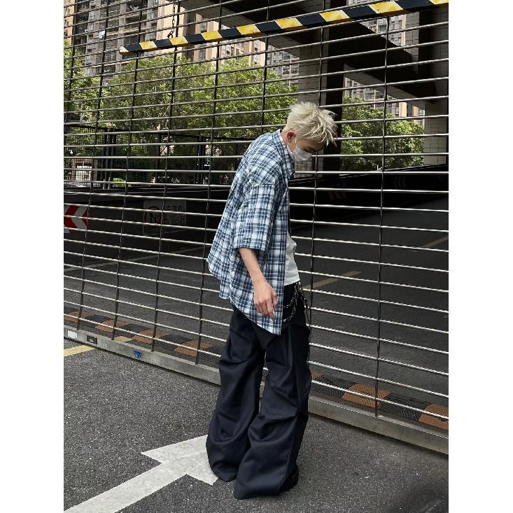 Мужская клетчатая рубашка с квадратным вырезом, молодежная мода, японский стиль, художественная мужская свободная рубашка, новая мода с длинными рукавами, осенний тренд, Харадзюку