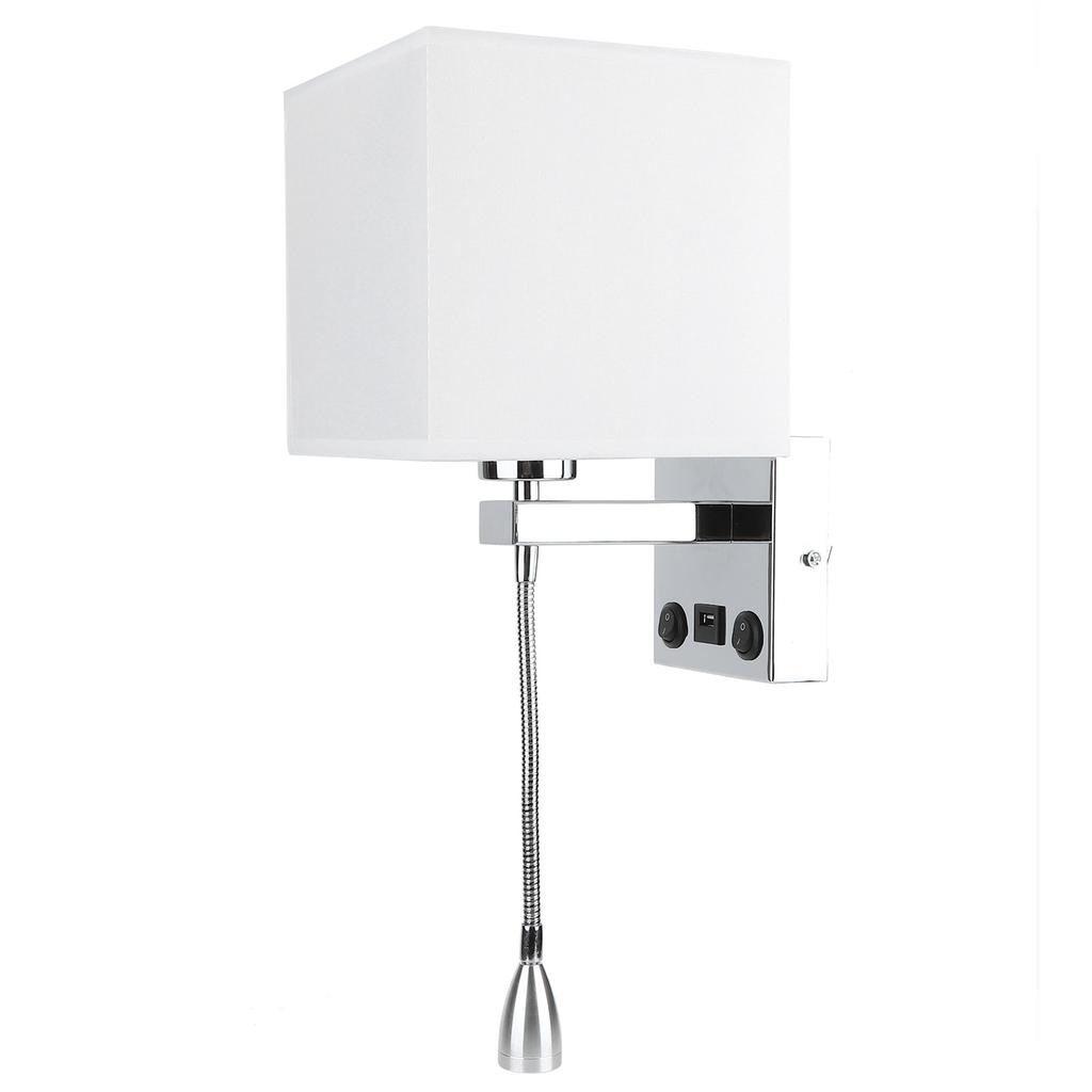 Светодиодный настенный светильник с современным тканевым абажуром и USB-подсветкой для чтения в спальне, прикроватный светильник E27 100?240В