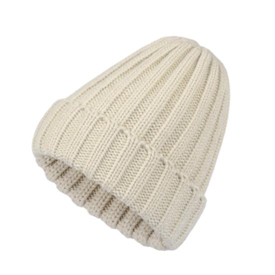 Women Winter Hat Solid Color Thick Warm Knit Hat Brimless Ribbed Breathable Hat with Good Elasticity Headwear
