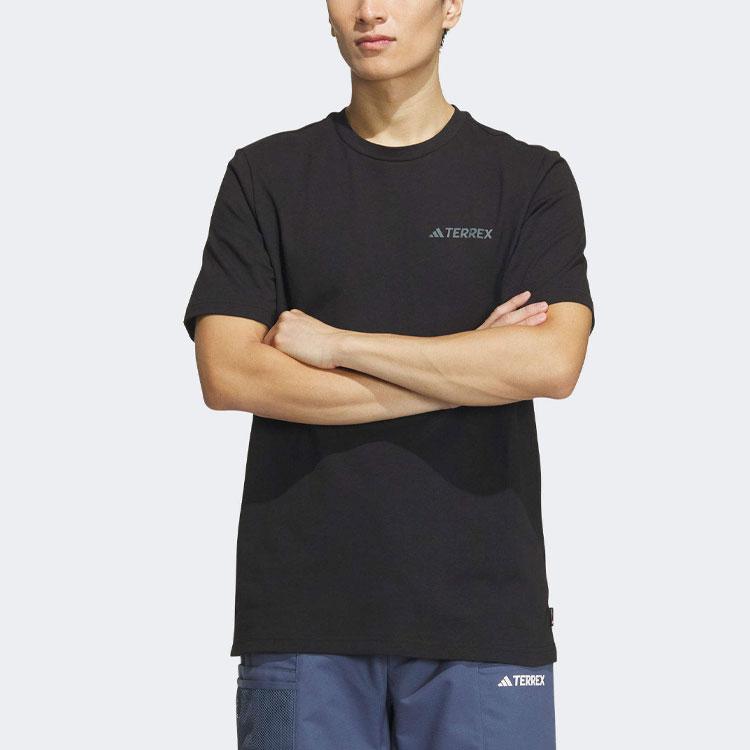 adidas Мужская футболка с круглым вырезом Polygiene с мультяшным принтом, черные IS0282